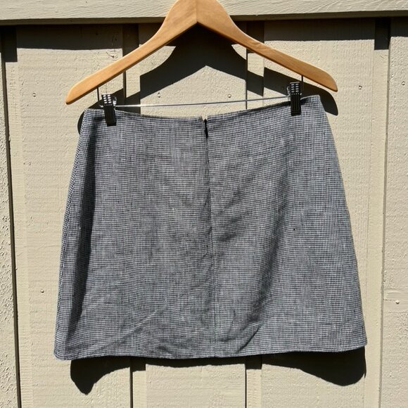 Reformation Houndstooth Linen A-Line Skirt - Size 10 - Picture 4 of 11